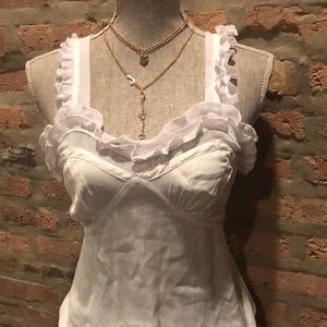Free People Intamitely White Ruffled Bodysuit Sz S